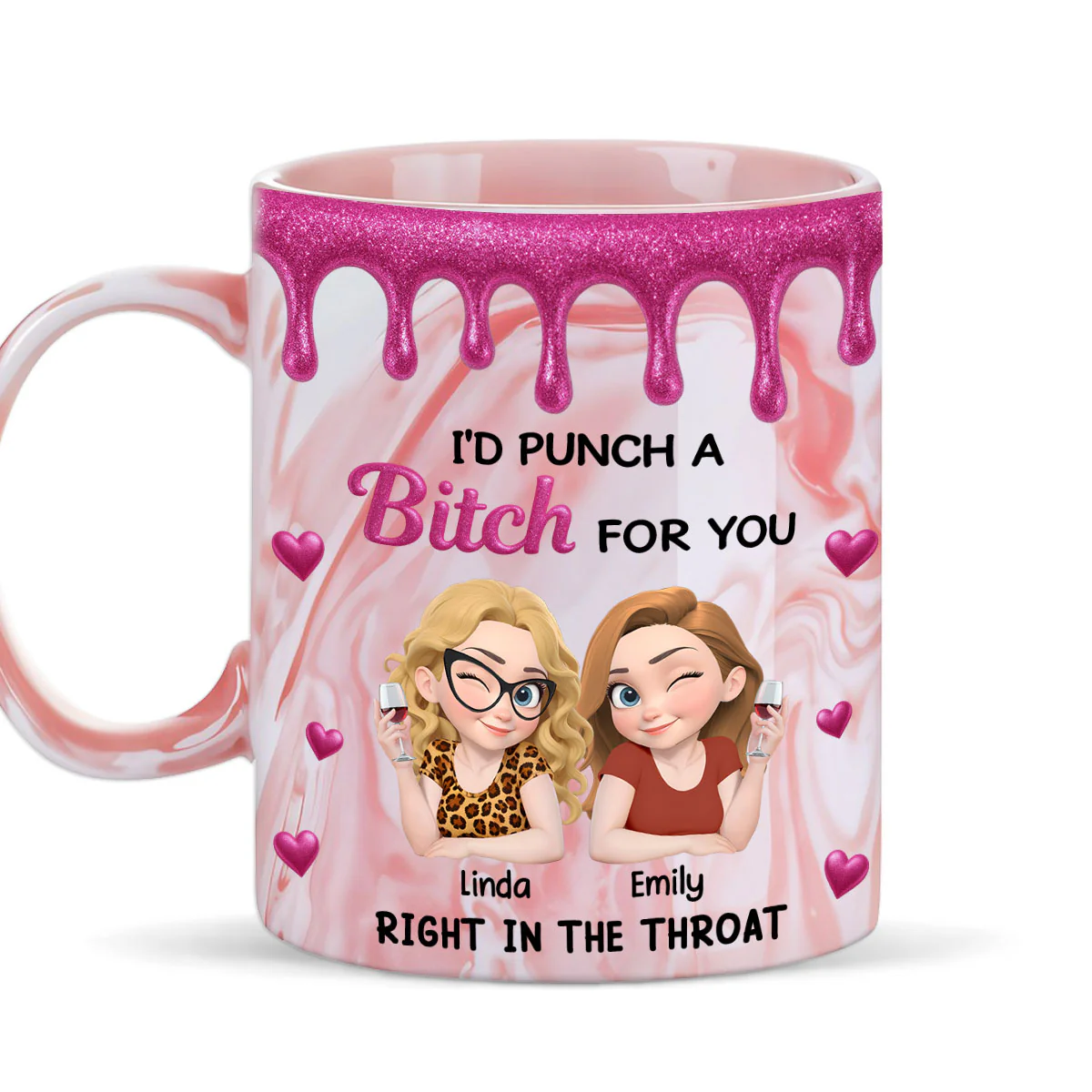 Punch For You My Girl - Personalized Custom Pink Marble Mug