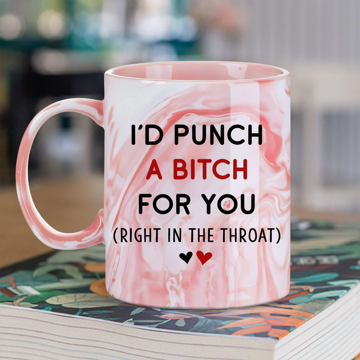 Punch For You - Personalized Custom Pink Marble Mug - Image 2