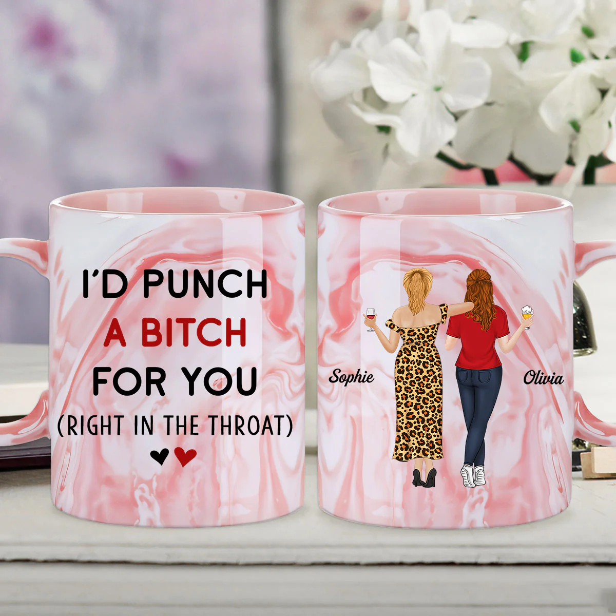 Punch For You - Personalized Custom Pink Marble Mug - Image 3