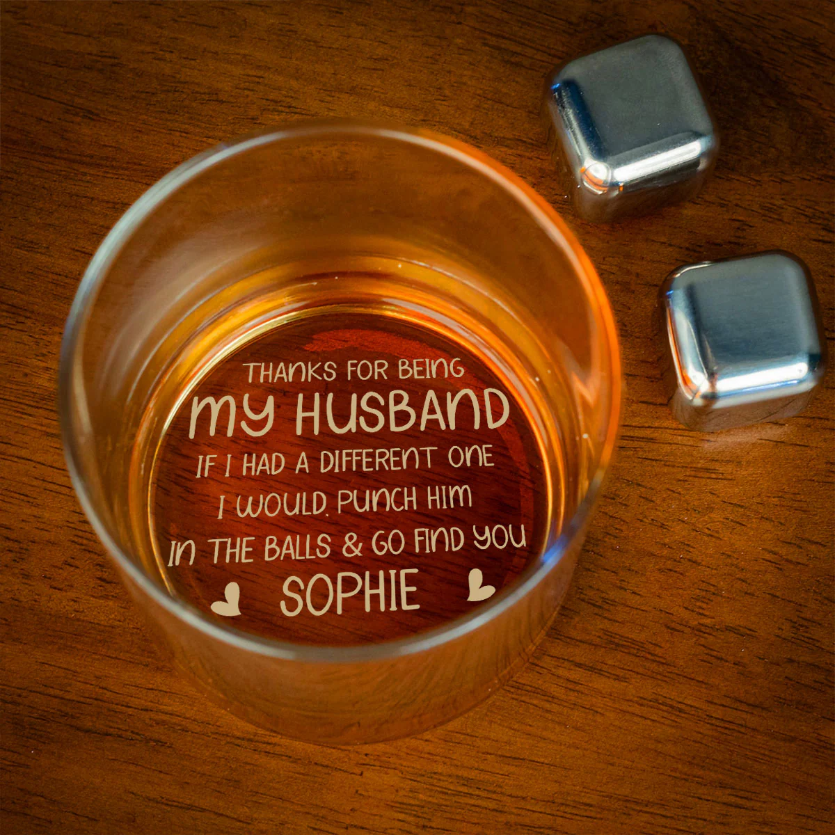 Punch In The Balls - Personalized Custom Whiskey Glass - Image 2