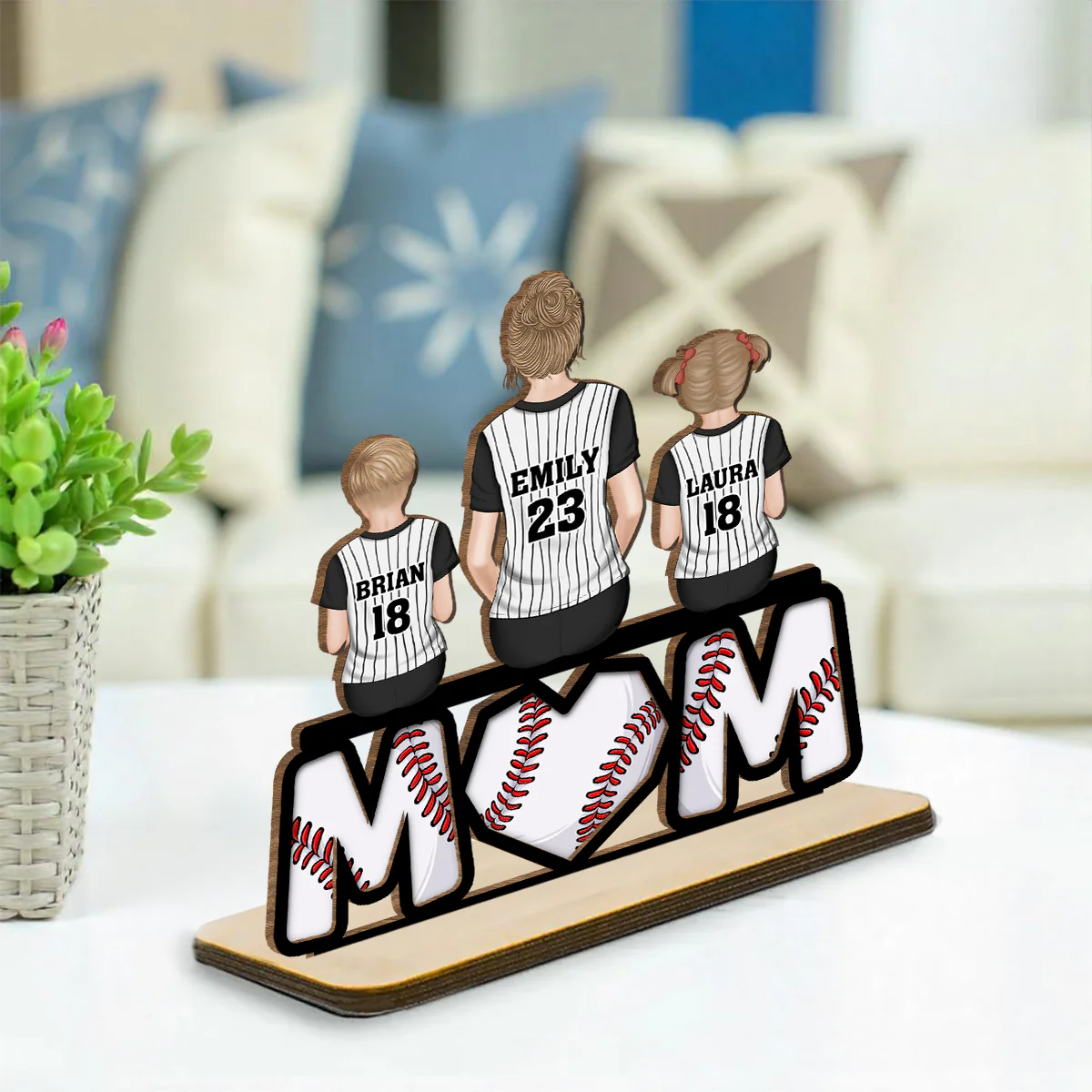Raising Champions With Love - Personalized Custom 2-Layer Wood Plaque With Flat Base - Image 3