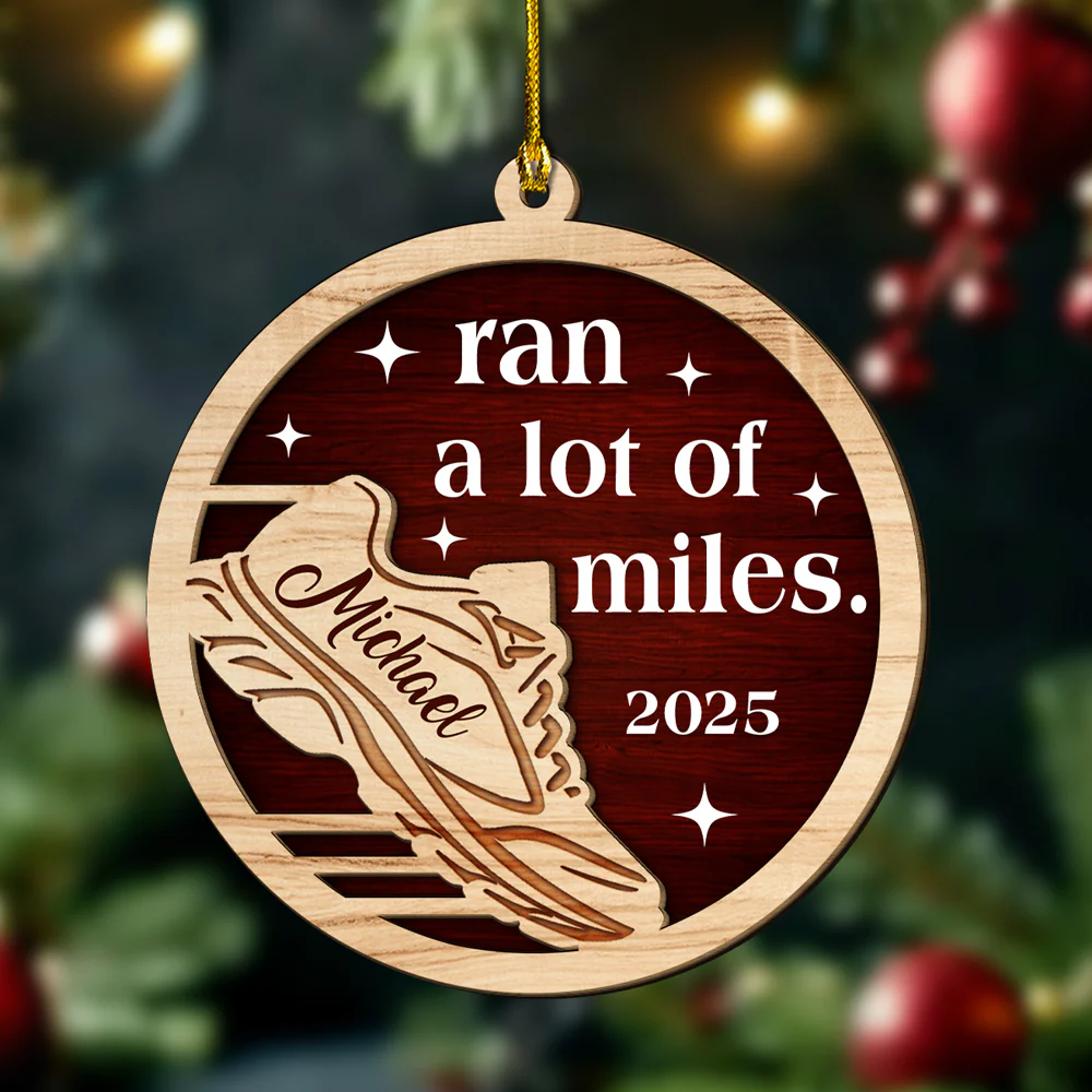 Ran A Lot Of Miles - Personalized Custom 2-layer Wood Ornament - Image 4
