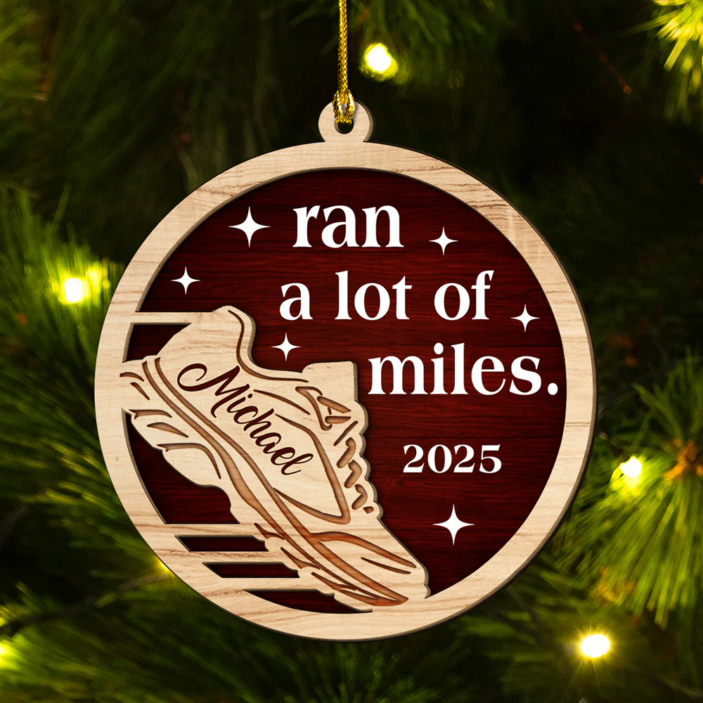 Ran A Lot Of Miles - Personalized Custom 2-layer Wood Ornament - Image 5