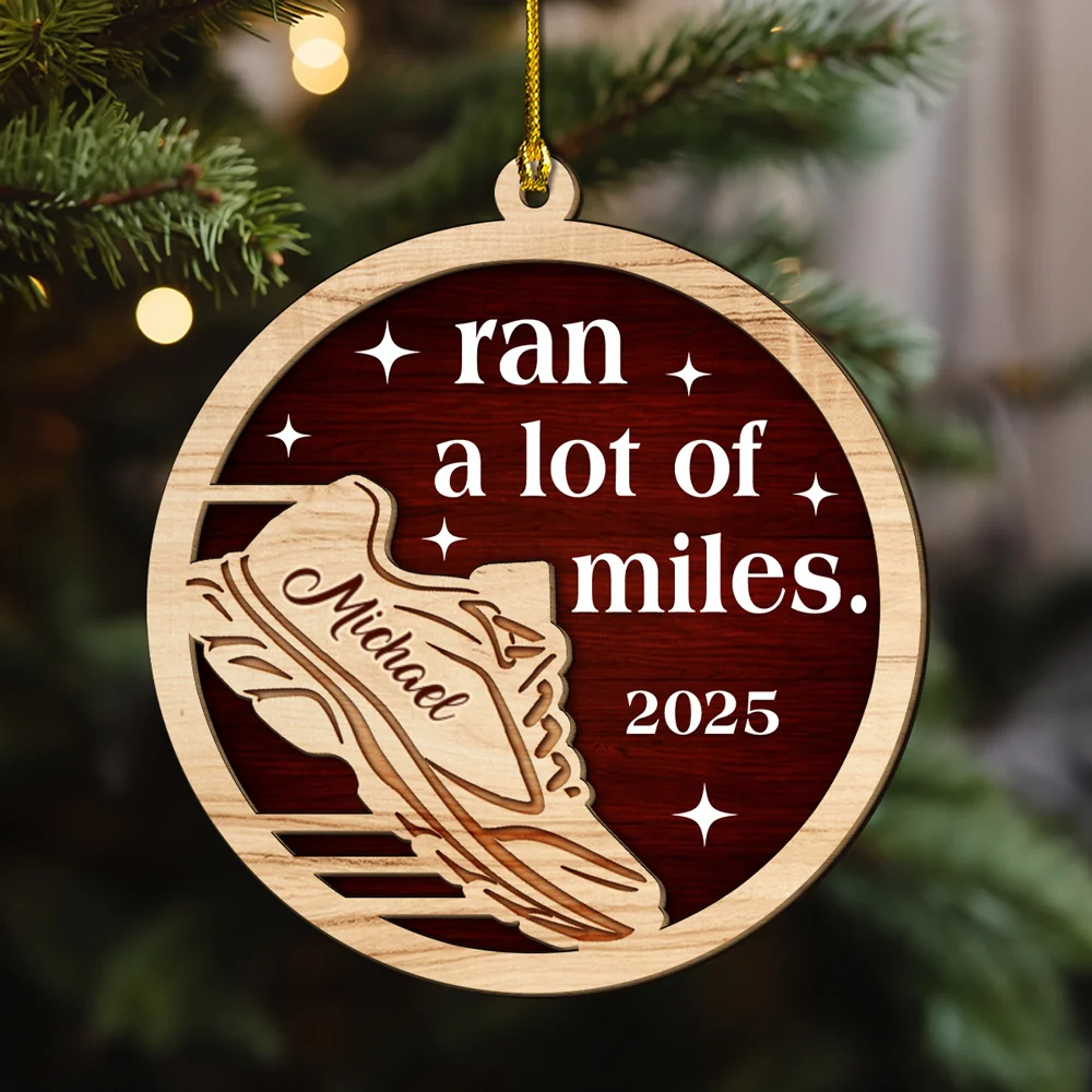 Ran A Lot Of Miles - Personalized Custom 2-layer Wood Ornament - Image 6