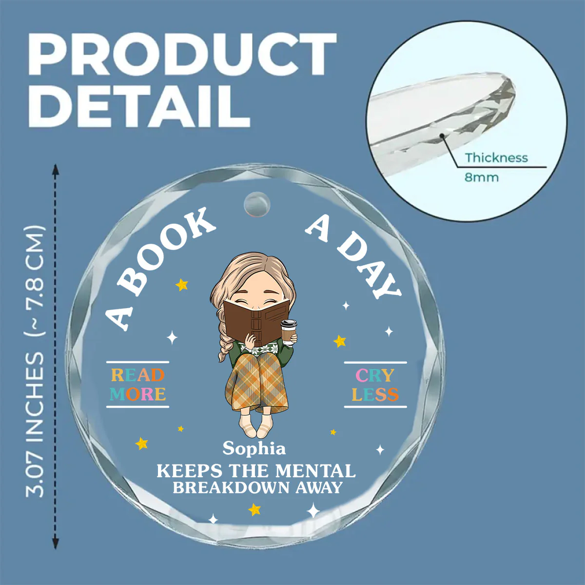 Read More, Cry Less - Personalized Custom Glass Ornament - Image 5