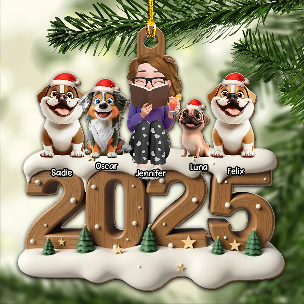 Reading Buddy Now Onwards - Personalized Custom 3D Effect Wood Ornament - Image 4