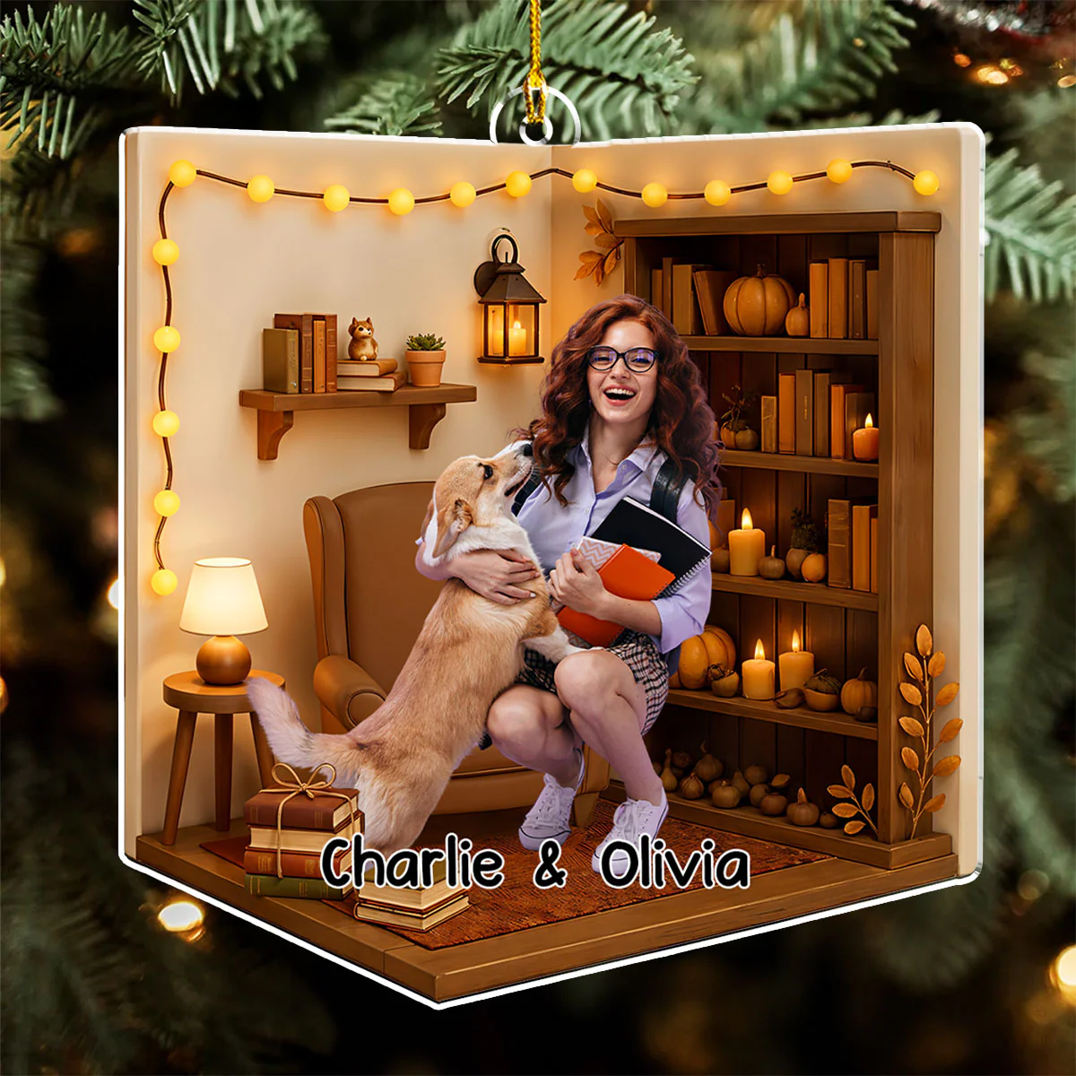 Reading Girly Photo - Personalized Custom 3D Effect Acrylic Ornament