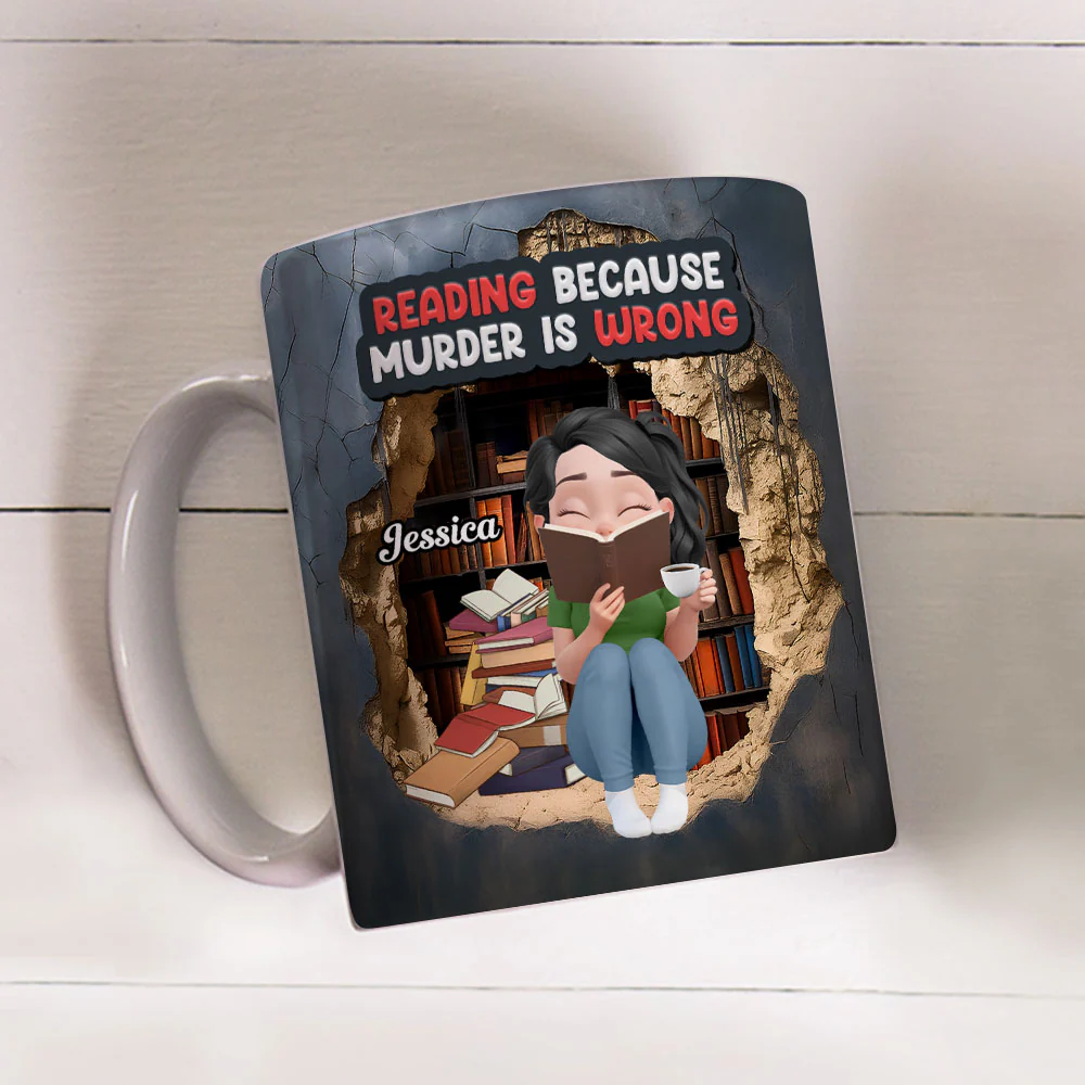 Reading Keeps Me Outta Prison - Personalized Custom Coffee Mug - Image 4
