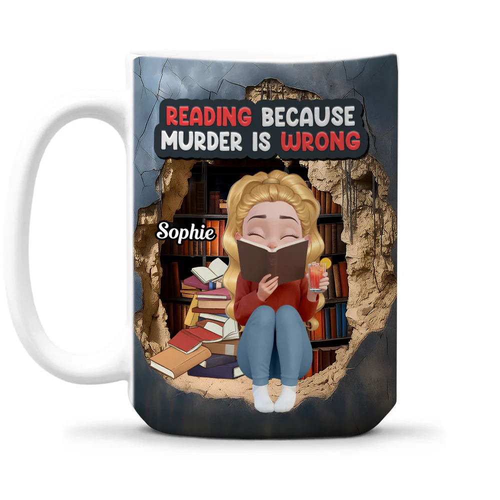 Reading Keeps Me Outta Prison - Personalized Custom Coffee Mug - Image 6