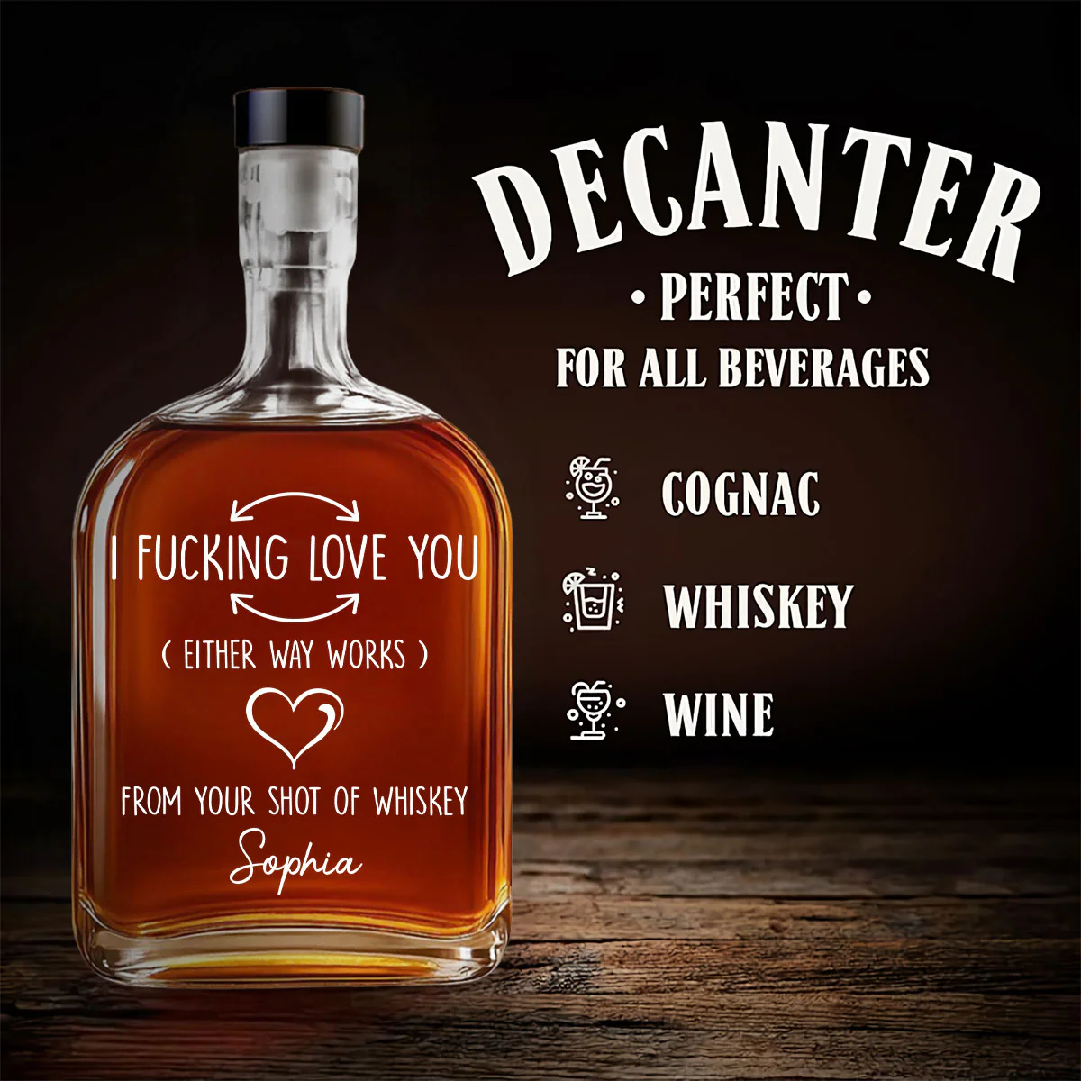 Really Love You - Personalized Custom Spirits Decanter - Image 4