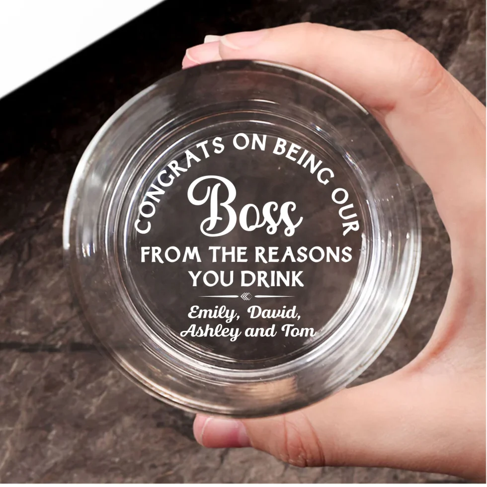 Reason You Drink Boss - Personalized Custom Engraved Whiskey Glass - Image 6