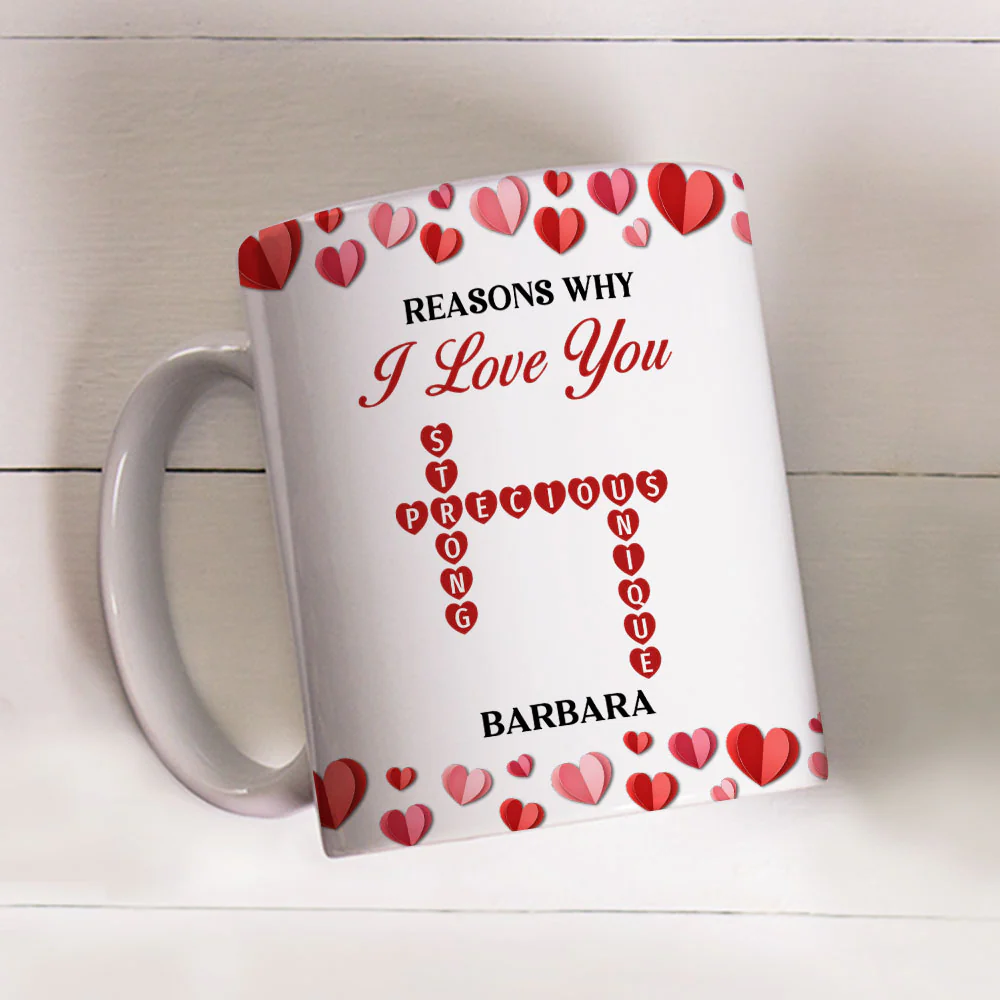 Reasons Why I Love You Crossword Art - Personalized Custom Coffee Mug - Image 3