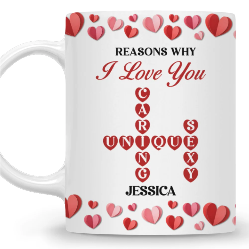 Reasons Why I Love You Crossword Art - Personalized Custom Coffee Mug - Image 4