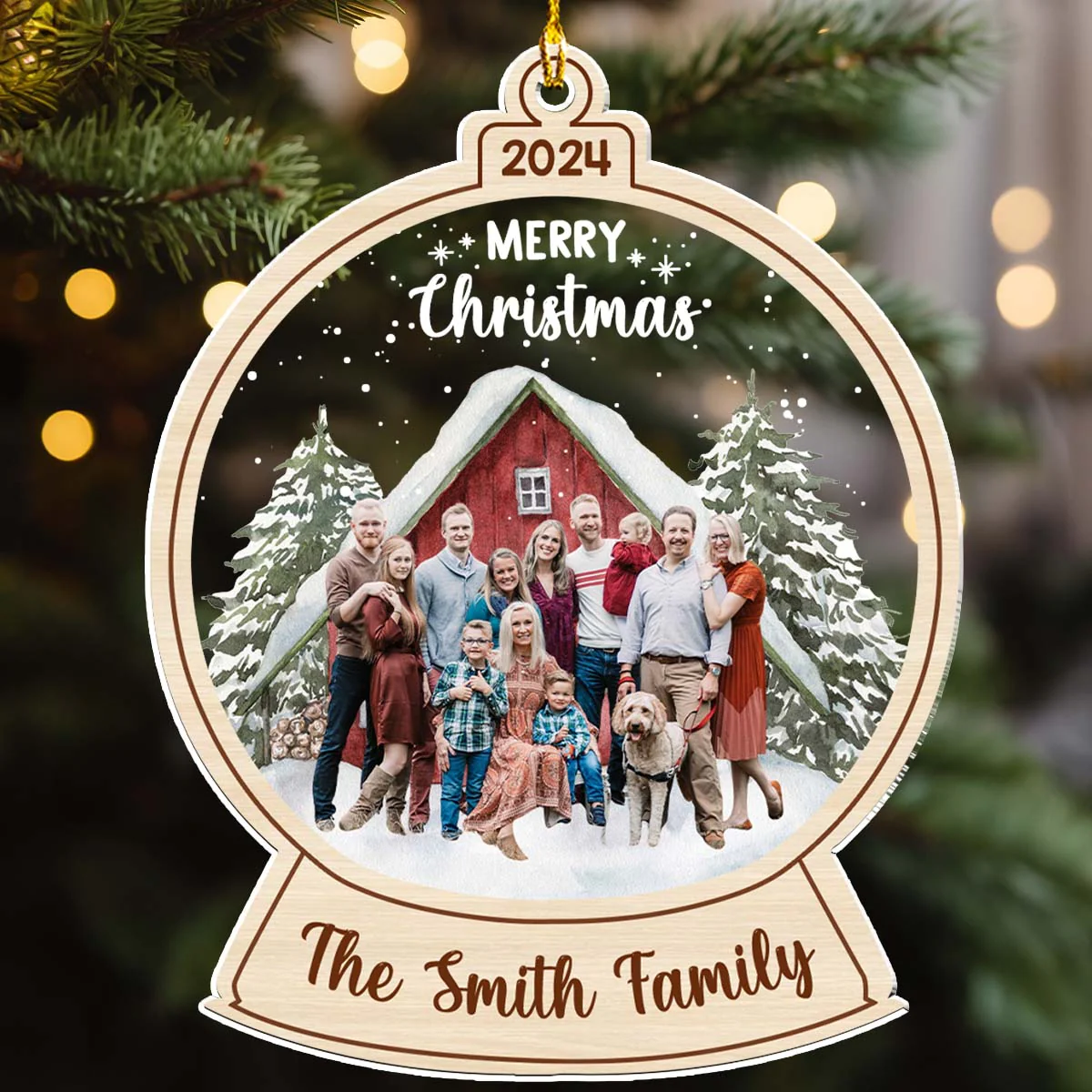 Red Barn Christmas Family - Personalized Custom Acrylic Ornament - Image 2