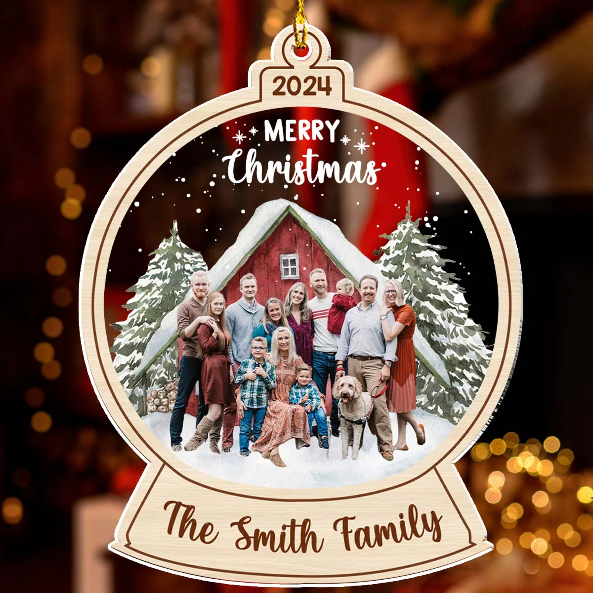 Red Barn Christmas Family - Personalized Custom Acrylic Ornament - Image 4