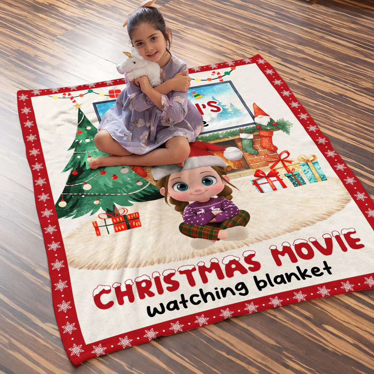 Red Christmas - Personalized Custom Fleece Blanket - Image 2
