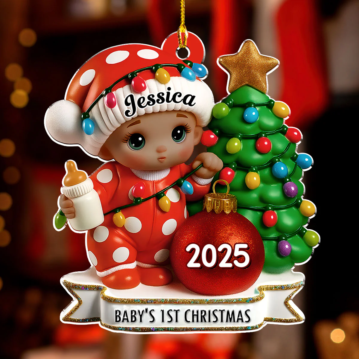 Red Dot Holiday - Personalized Custom Acrylic Ornament - Image 2