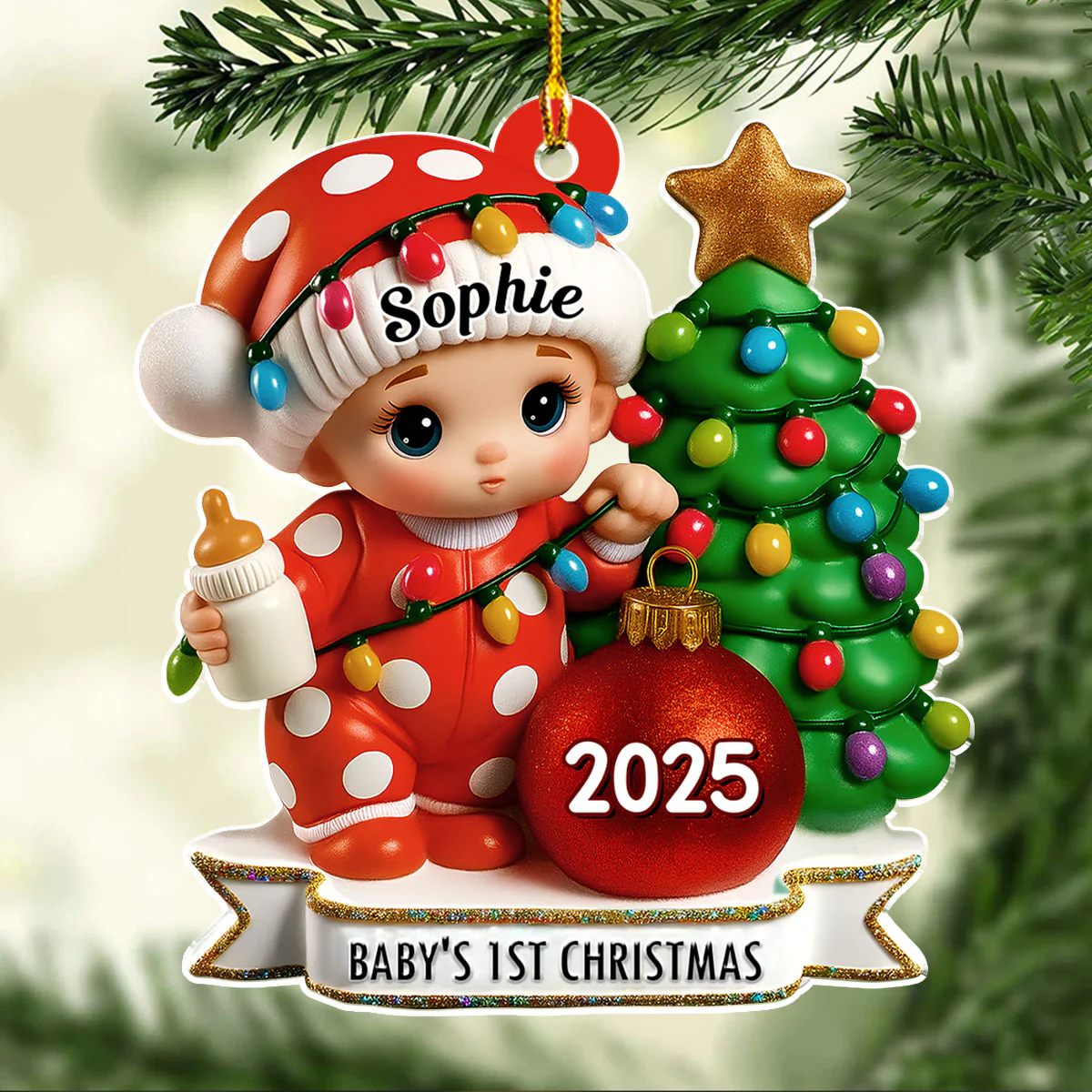 Red Dot Holiday - Personalized Custom Acrylic Ornament - Image 3