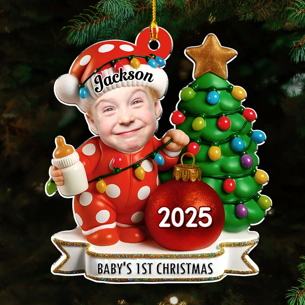 Red Dot Holiday Ver 2 - Personalized Custom Acrylic Ornament - Image 3