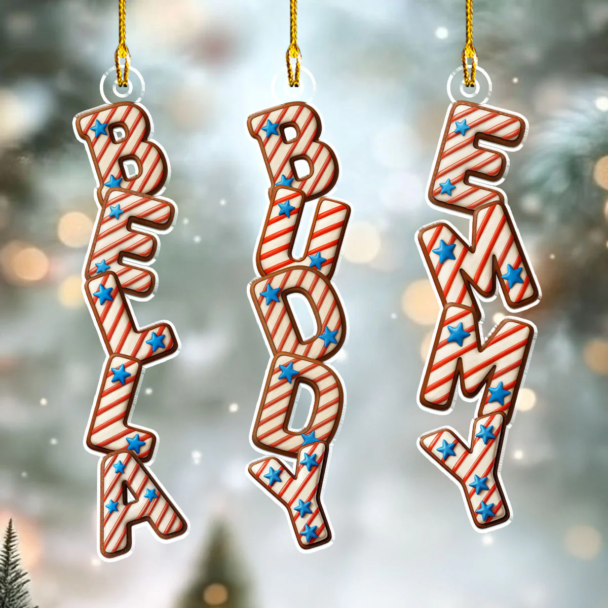 Red White And Blue Letter - Personalized Custom Acrylic Ornament