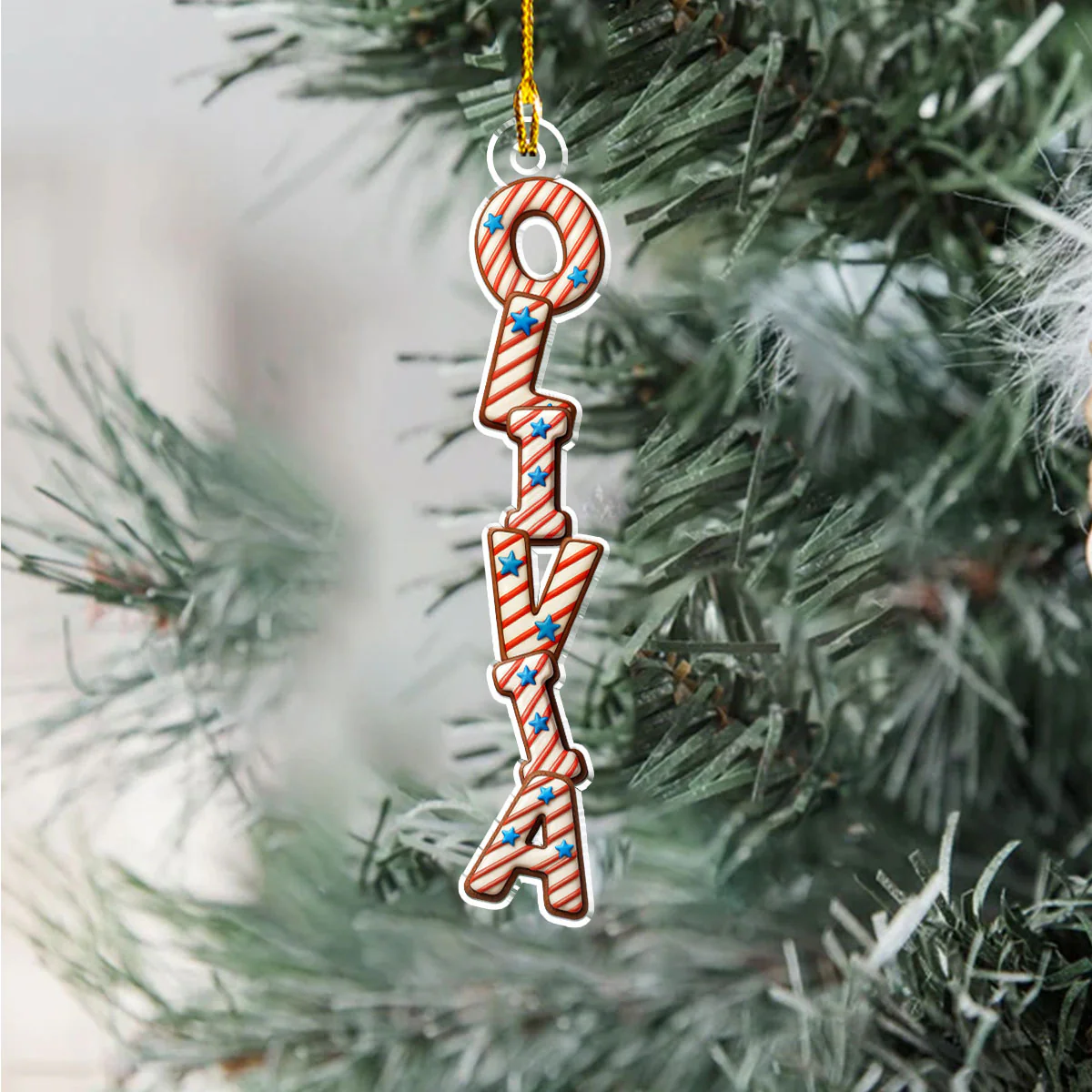 Red White And Blue Letter - Personalized Custom Acrylic Ornament - Image 3