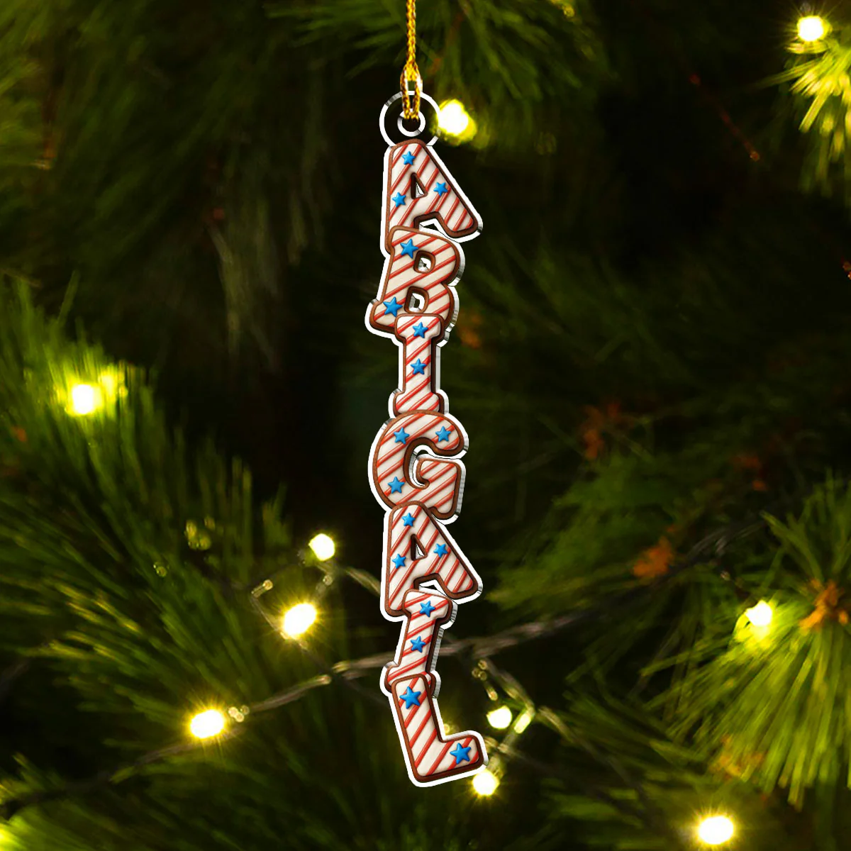 Red White And Blue Letter - Personalized Custom Acrylic Ornament - Image 4