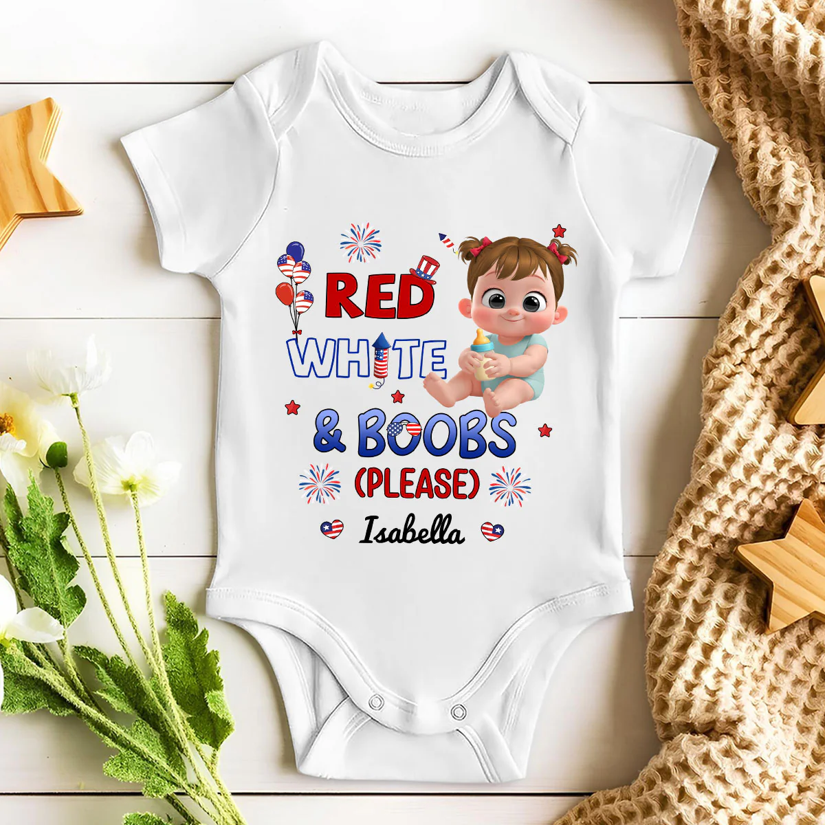 Red White Baby - Personalized Custom Baby Onesie - Image 3