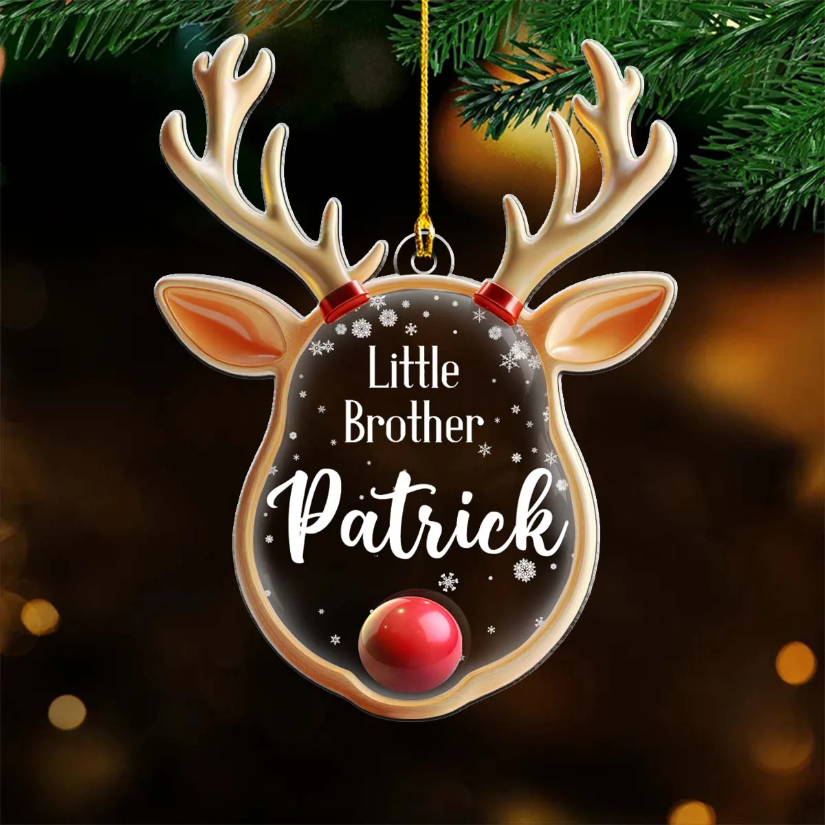 Reindeer Bell - Personalized Custom Acrylic Ornament - Image 2