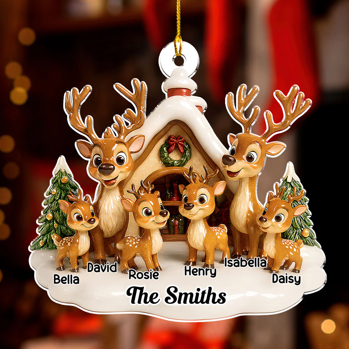 Reindeer Family - Personalized Custom Acrylic Ornament - Image 3