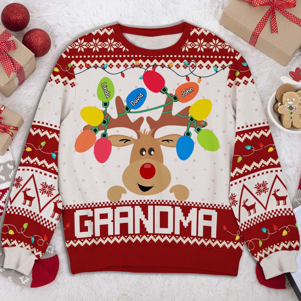 Reindeer Grandma - Personalized Custom All-Over-Print Sweatshirt - Image 2