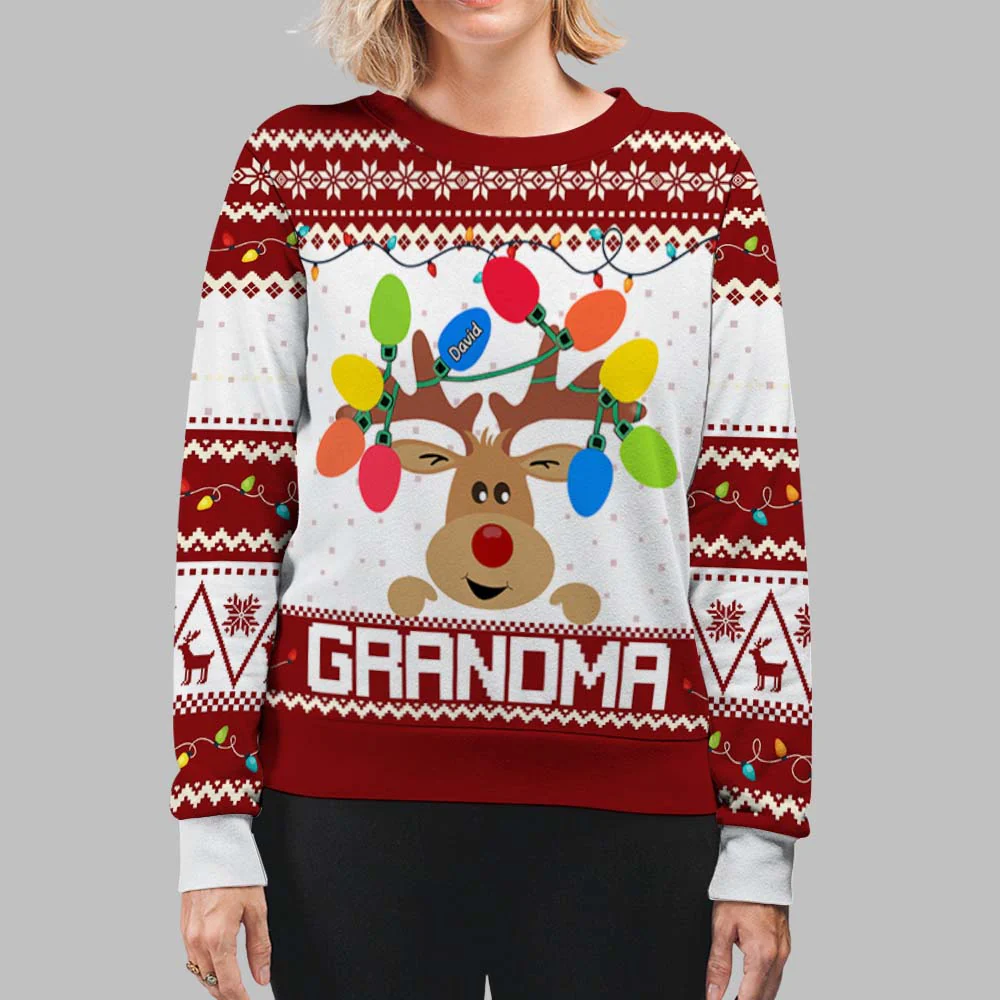 Reindeer Grandma - Personalized Custom All-Over-Print Sweatshirt - Image 3