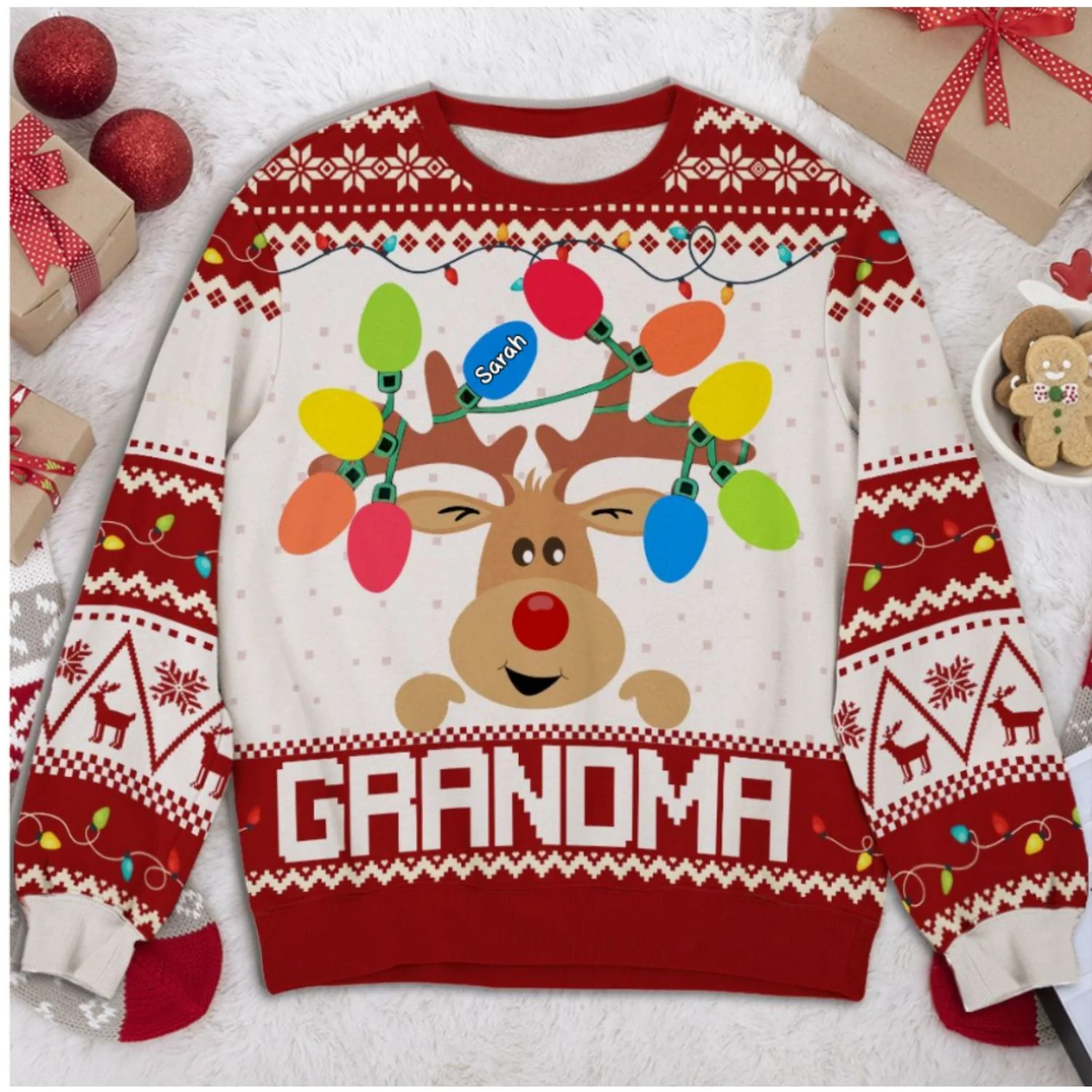 Reindeer Grandma - Personalized Custom All-Over-Print Sweatshirt - Image 5