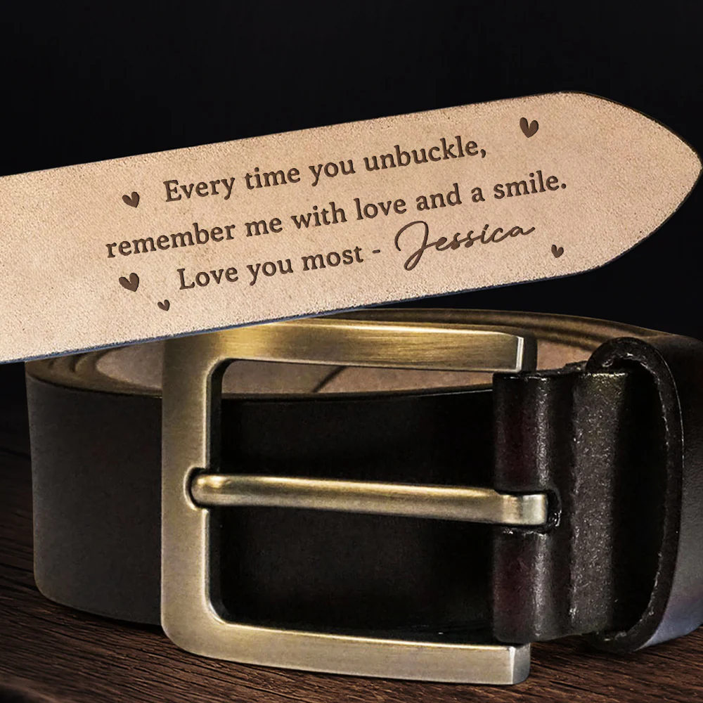 Remember Me With Every Unbuckle - Personalized Engraved Leather Belt - Image 2