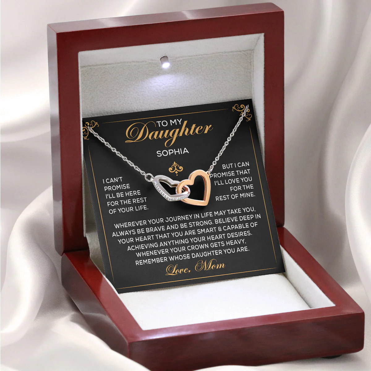 Remember Whose Daughter You Are - Personalized Custom Interlocking Heart Necklace - Image 3