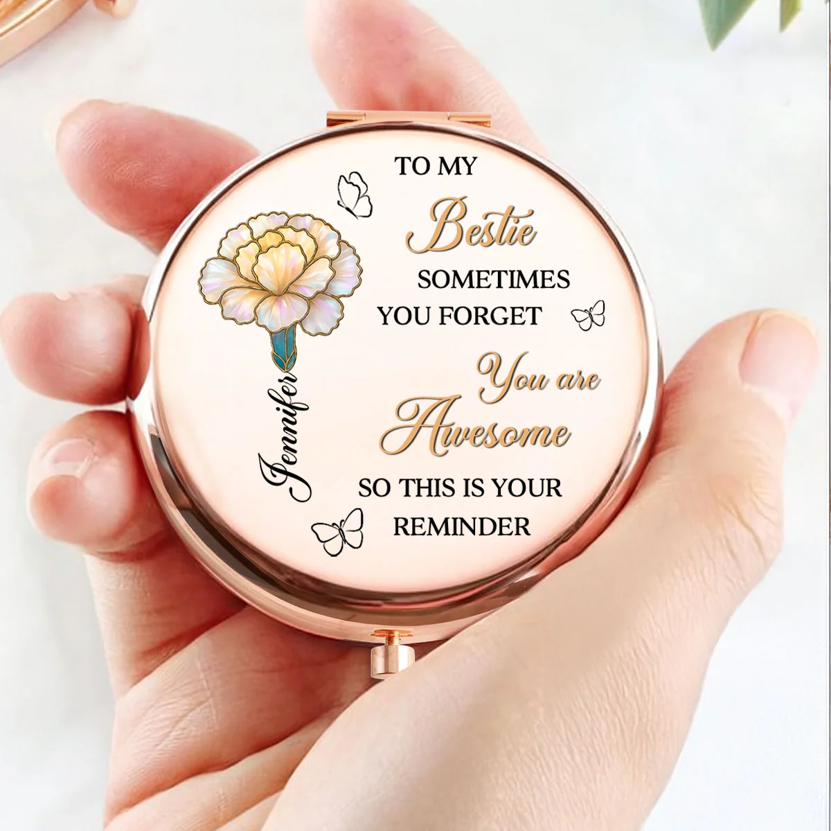 Reminder You Are So Beautiful - Personalized Custom Compact Mirror - Image 2