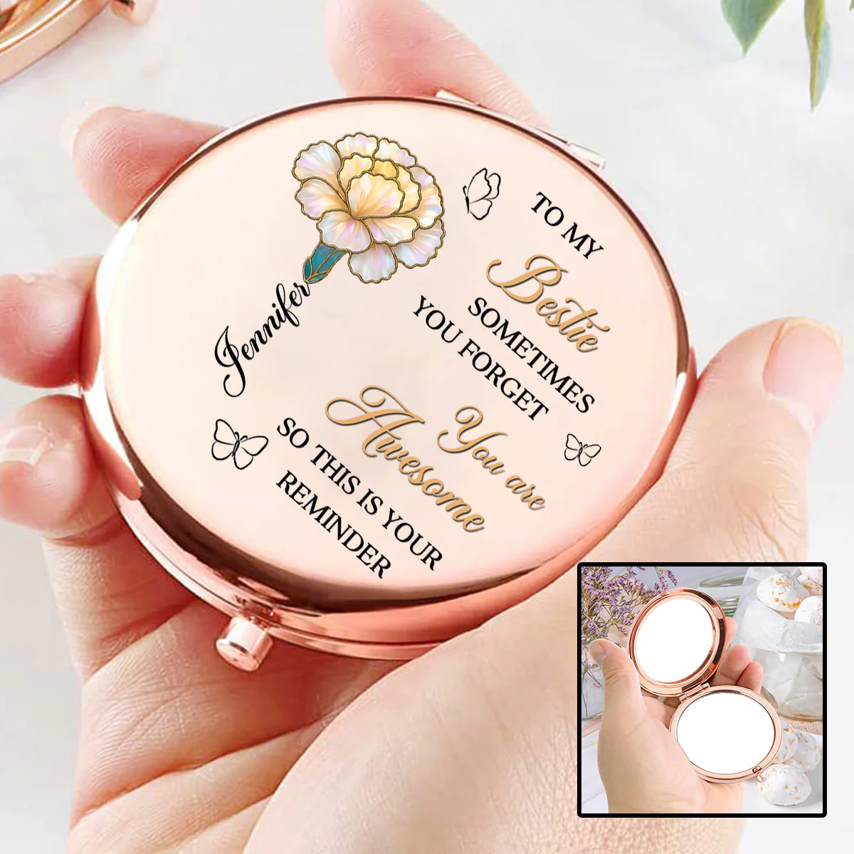 Reminder You Are So Beautiful - Personalized Custom Compact Mirror - Image 3