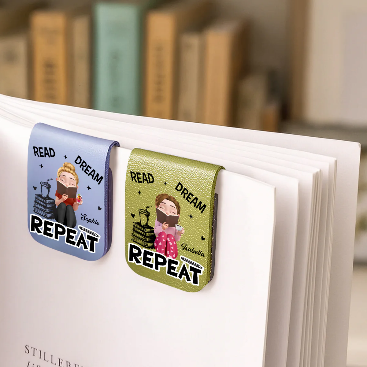 Repeatedly Reading - Personalized Custom Leather Bookmark - Image 4