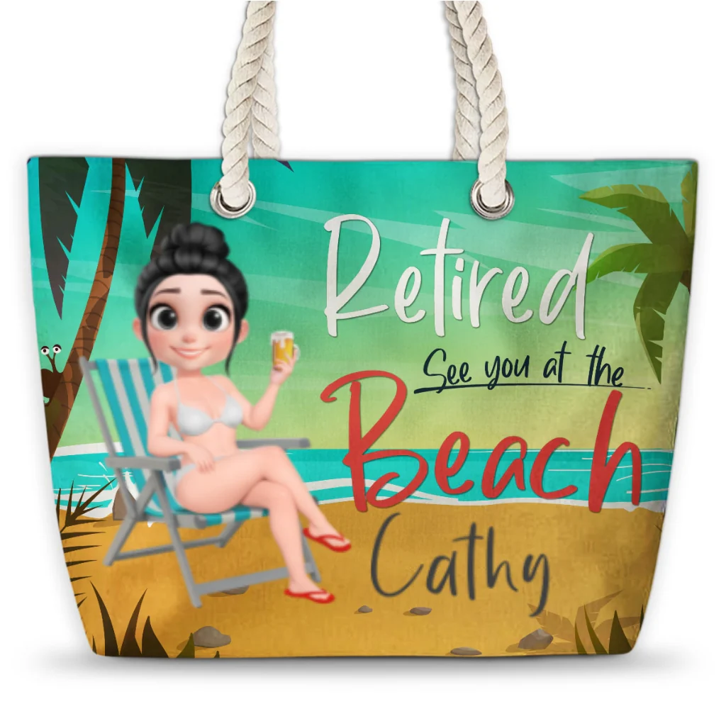 Retired Cartoonize - Personalized Beach Bag - Image 6