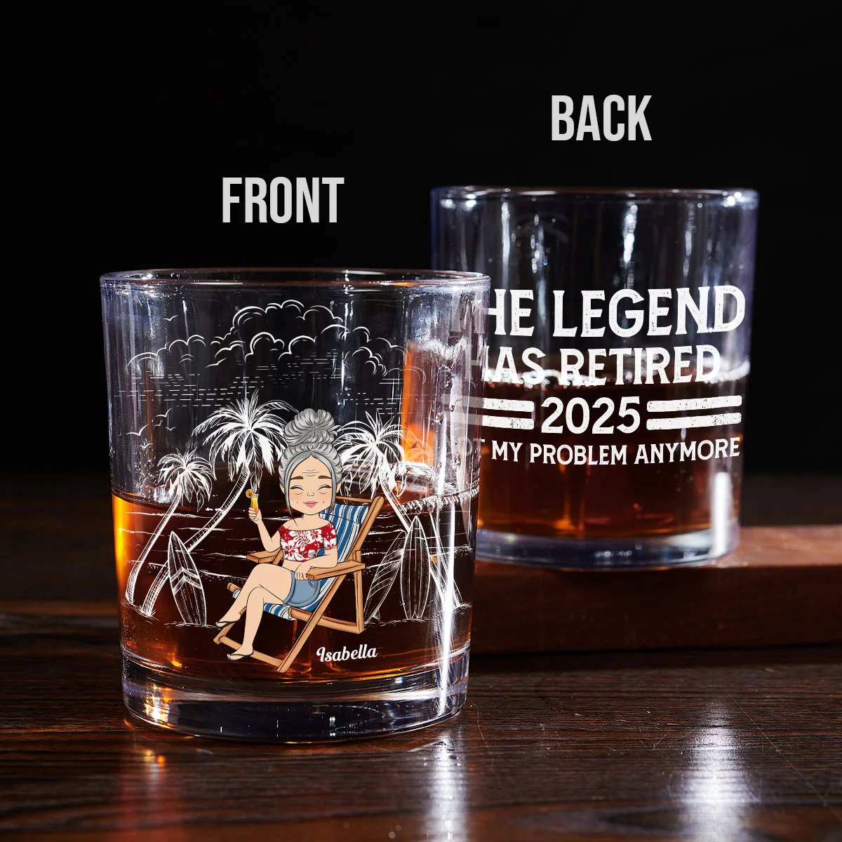 Retired Legend - Personalized Custom Whiskey Glass - Image 3