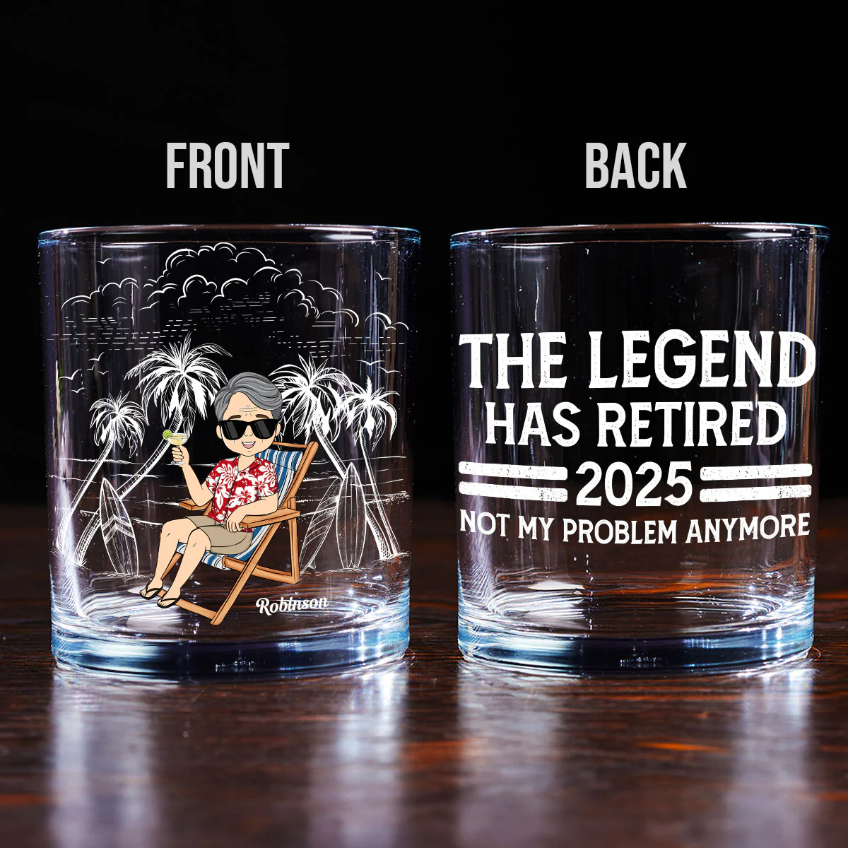 Retired Legend - Personalized Custom Whiskey Glass - Image 4
