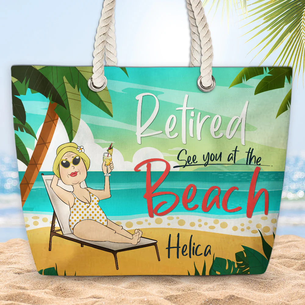 Retired Officially - Personalized Beach Bag - Image 2