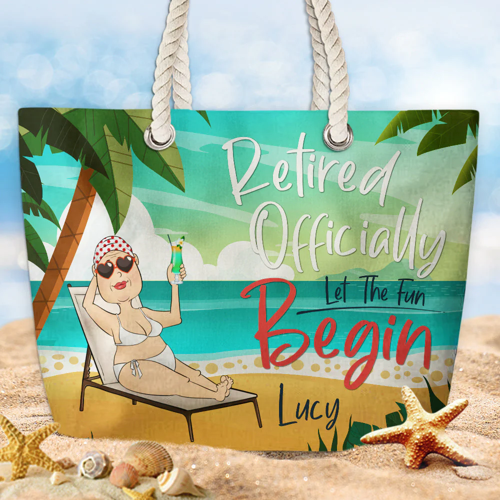 Retired Officially - Personalized Beach Bag - Image 3