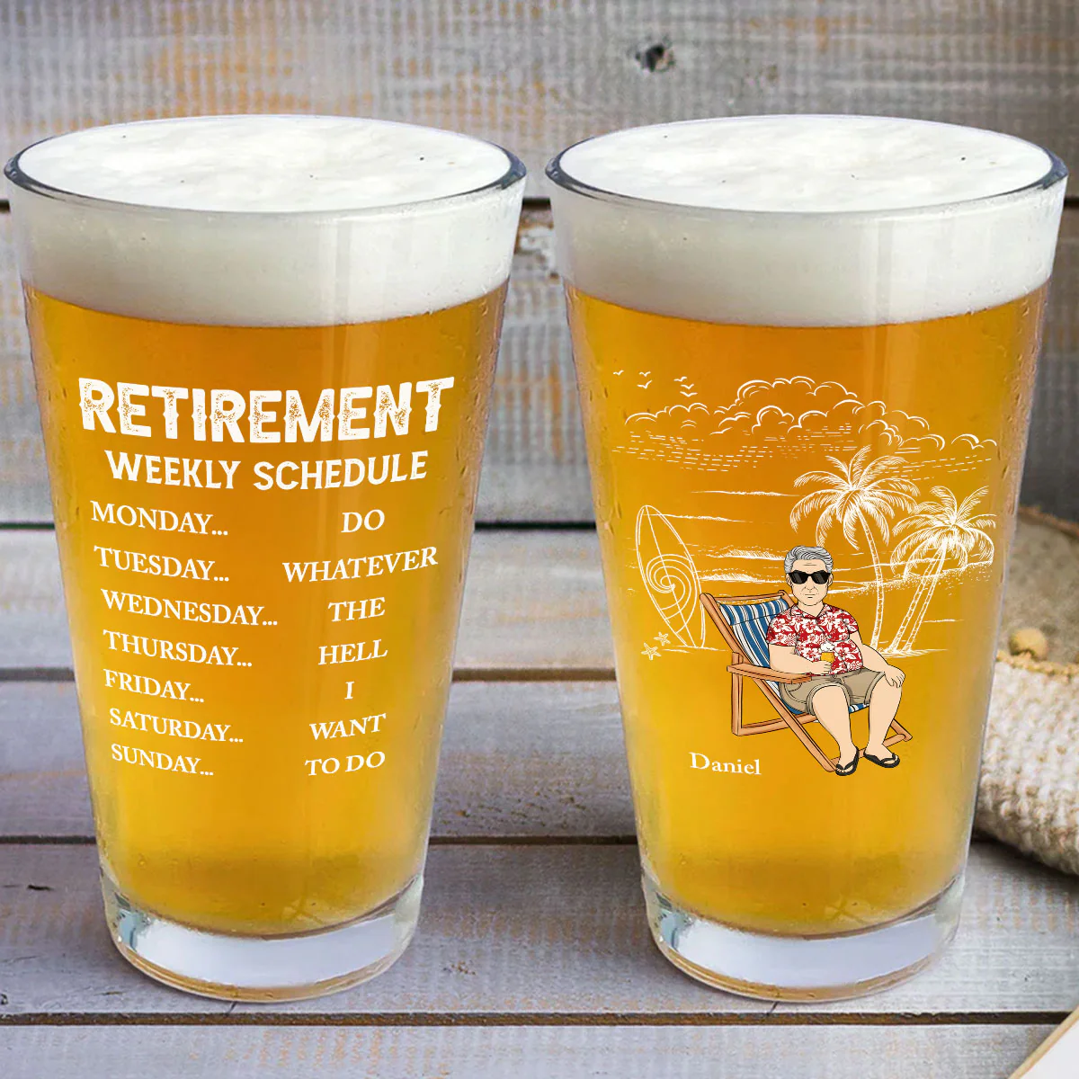 Retirement Schedule - Personalized Custom Beer Glass - Image 3