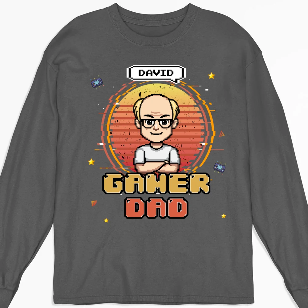 Retro Gamer Dad - Personalized Custom Shirt - Image 11