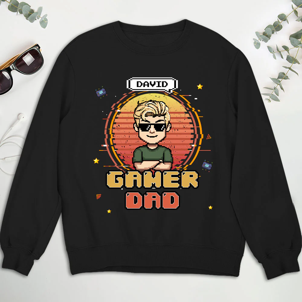 Retro Gamer Dad - Personalized Custom Shirt - Image 5