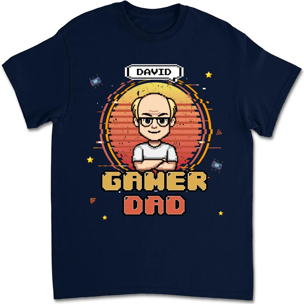 Retro Gamer Dad - Personalized Custom Shirt - Image 9