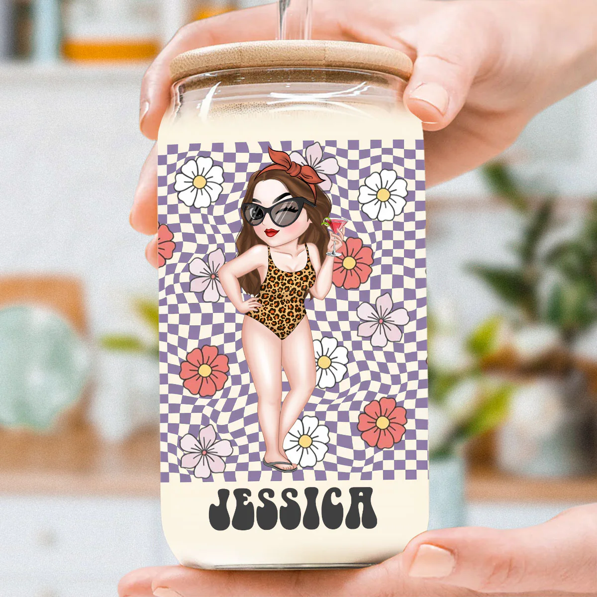 Retro Style - Personalized Custom Glass Can - Image 5