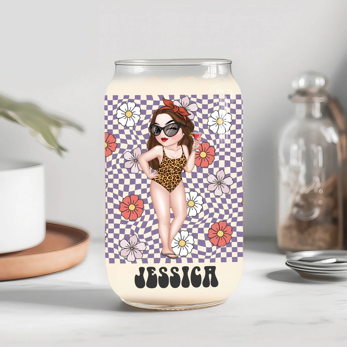 Retro Style - Personalized Custom Glass Can - Image 7