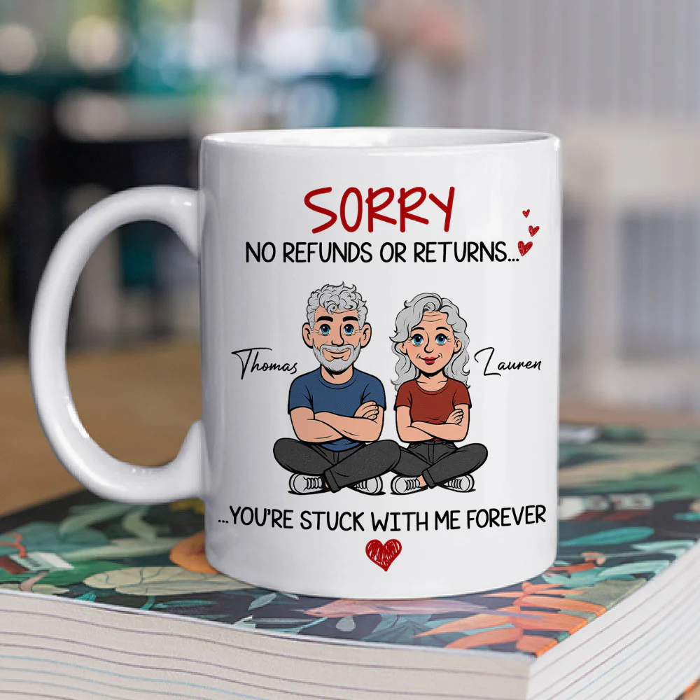 Retro You Are Stuck With Me Forever - Personalized Custom Coffee Mug - Image 2