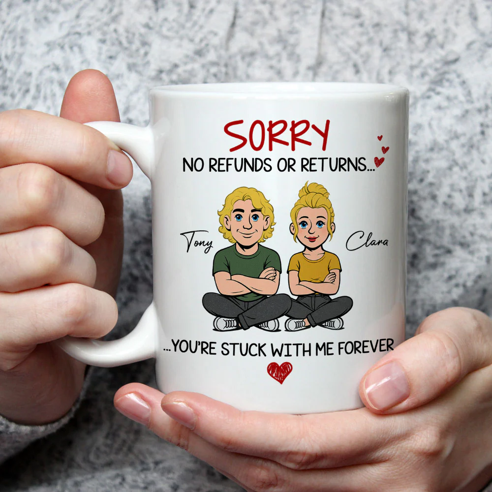 Retro You Are Stuck With Me Forever - Personalized Custom Coffee Mug - Image 3